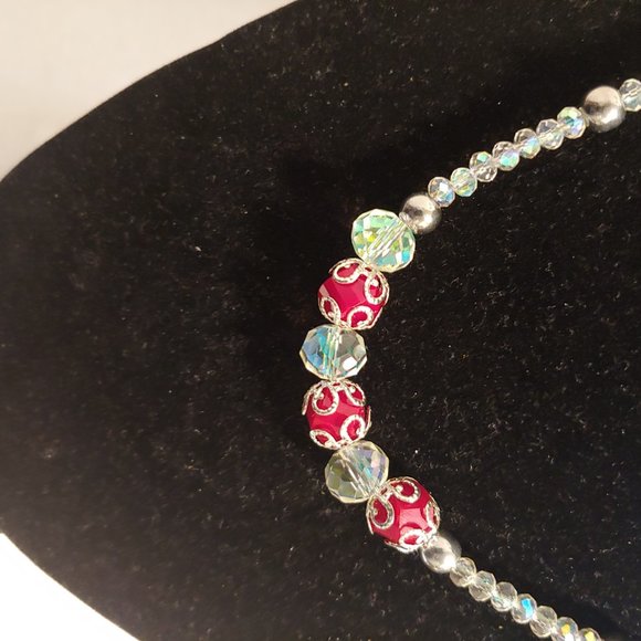 Transparent Glass Cyrstal Beaded Necklace Set - Picture 6 of 9